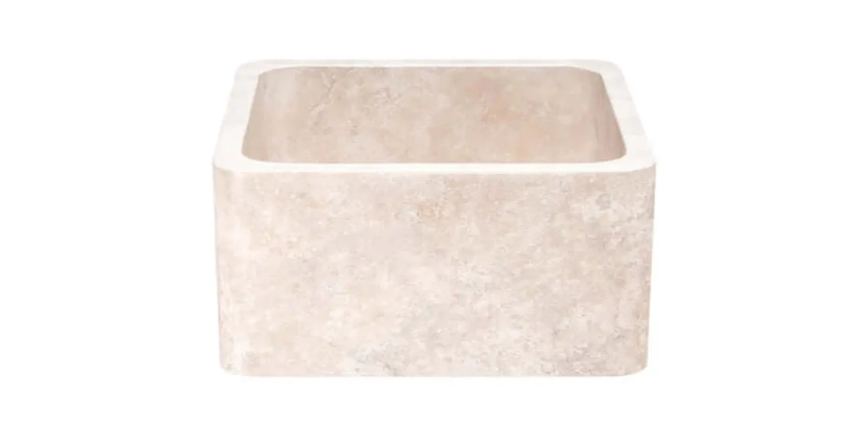 17" Stone Farmhouse Kitchen Sink, Smooth Reversible Apron Front, Roma Travertine, Beige, KF171710-RT
