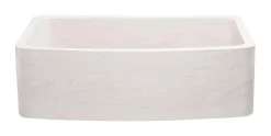 33" Stone Farmhouse Kitchen Sink, Smooth Reversible Curved Apron Front, Crema Lyon Limestone, Beige, KFCF332210SB-NLP-CL
