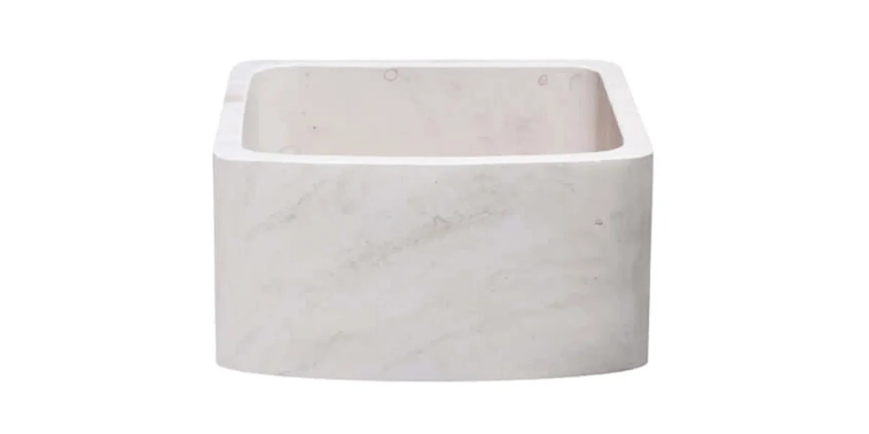 17" Stone Farmhouse Kitchen Sink, Curved Reversible Apron Front, Crema Lyon Limestone, Beige, KFCF171810-CL