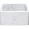 17" Stone Farmhouse Kitchen Sink, Smooth Reversible Apron Front, Carrara Marble, White, KF171710-CW