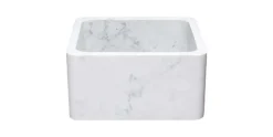 17" Stone Farmhouse Kitchen Sink, Smooth Reversible Apron Front, Carrara Marble, White, KF171710-CW