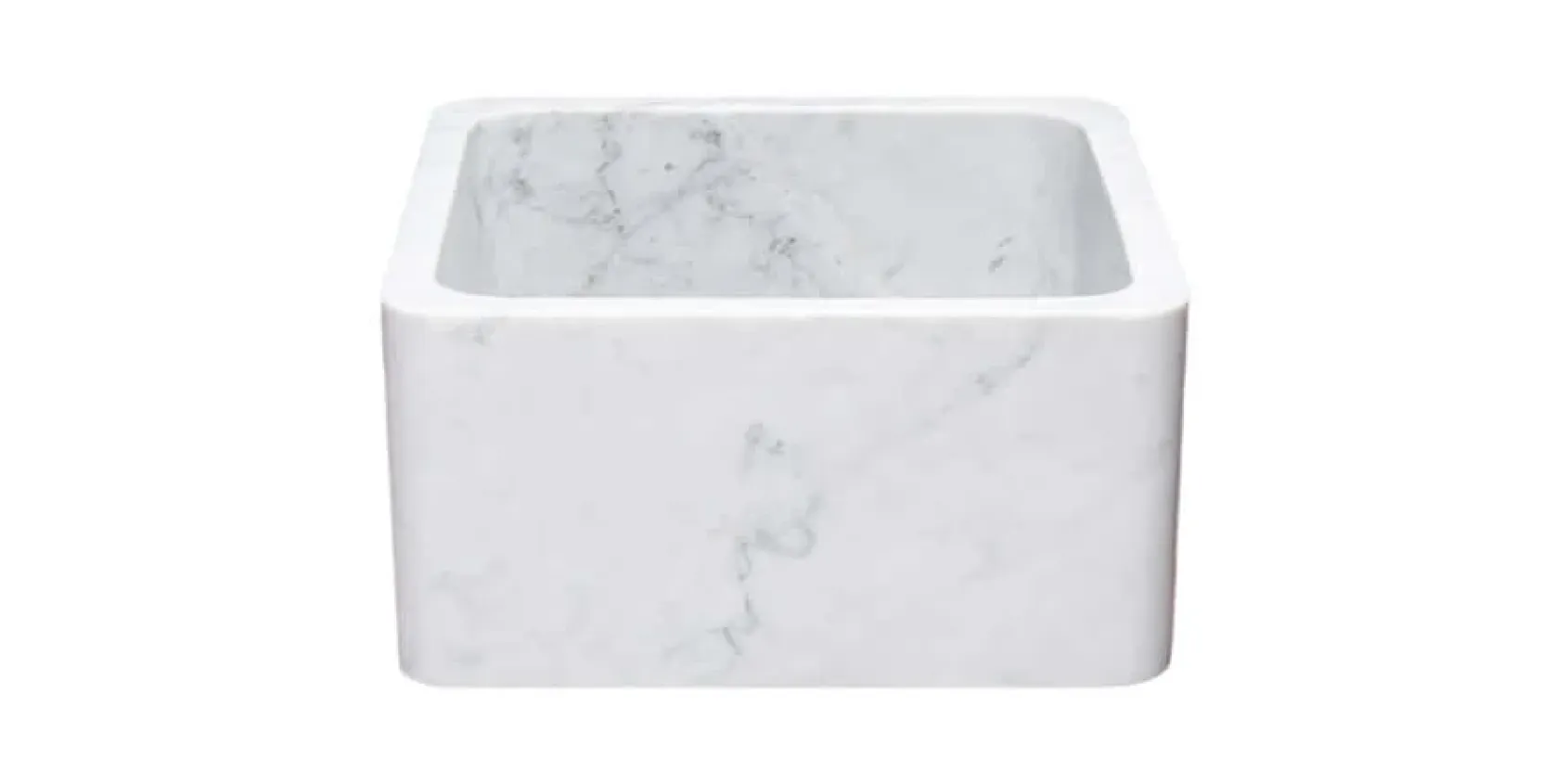 17" Stone Farmhouse Kitchen Sink, Smooth Reversible Apron Front, Carrara Marble, White, KF171710-CW
