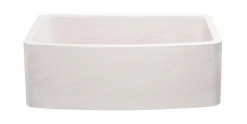 30" Stone Farmhouse Kitchen Sink, Smooth Reversible Curved Apron Front, Crema Lyon Limestone, Beige, KFCF302210SB-NLP-CL
