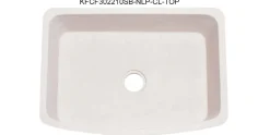 30" Stone Farmhouse Kitchen Sink, Smooth Reversible Curved Apron Front, Crema Lyon Limestone, Beige, KFCF302210SB-NLP-CL