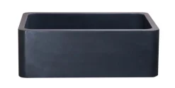 30" Stone Farmhouse Sink, Smooth Reversible Apron Front, Black Lava, Black, KF302010SB-NLP-BL