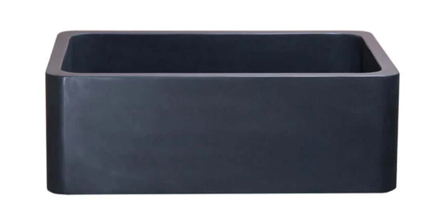 30" Stone Farmhouse Sink, Smooth Reversible Apron Front, Black Lava, Black, KF302010SB-NLP-BL