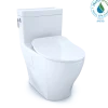 TOTO Aimes One-Piece Elongated 1.28 GPF Toilet with CEFIONTECT and SoftClose Seat, WASHLET+ Ready, Cotton White, Vitreous China, MS626234CEFG#01