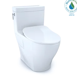TOTO Aimes One-Piece Elongated 1.28 GPF Toilet with CEFIONTECT and SoftClose Seat, WASHLET+ Ready, Cotton White, Vitreous China, MS626234CEFG#01