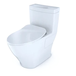 TOTO Aimes One-Piece Elongated 1.28 GPF Toilet with CEFIONTECT and SoftClose Seat, WASHLET+ Ready, Cotton White, Vitreous China, MS626234CEFG#01