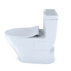 TOTO Aimes One-Piece Elongated 1.28 GPF Toilet with CEFIONTECT and SoftClose Seat, WASHLET+ Ready, Cotton White, Vitreous China, MS626234CEFG#01
