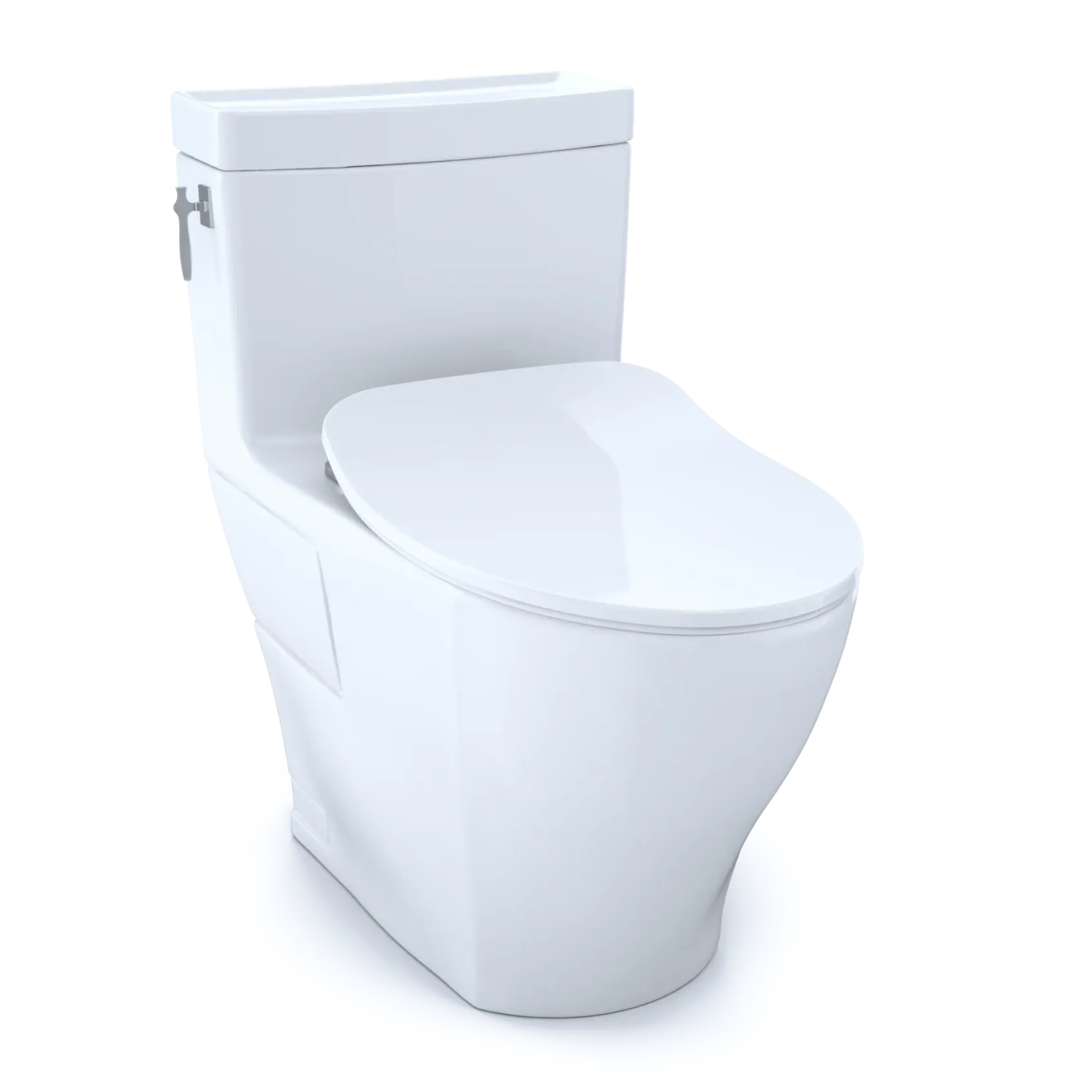 TOTO Aimes One-Piece Elongated 1.28 GPF Toilet with CEFIONTECT and SoftClose Seat, WASHLET+ Ready, Cotton White, Vitreous China, MS626234CEFG#01