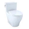 TOTO Aimes WASHLET+ One-Piece Elongated 1.28 GPF Universal Height Skirted Toilet with CEFIONTECT, Cotton White, Vitreous China, MS626124CEFG#01
