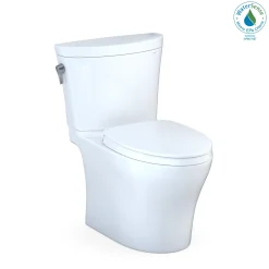 TOTO Aquia IV Arc Two-Piece Elongated Dual Flush 1.28 and 0.9 GPF Universal Height Toilet with CEFIONTECT, WASHLET+ Ready, Cotton White, Vitreous China, MS448124CEMFGN#01