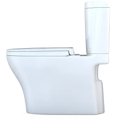 TOTO Aquia IV Arc Two-Piece Elongated Dual Flush 1.28 and 0.9 GPF Universal Height Toilet with CEFIONTECT, WASHLET+ Ready, Cotton White, Vitreous China, MS448124CEMFGN#01