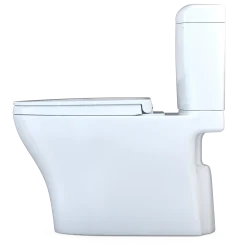 TOTO Aquia IV Cube Two-Piece Elongated Dual Flush 1.28 and 0.9 GPF Universal Height Toilet with CEFIONTECT, WASHLET+ Ready, Cotton White, Vitreous China, MS436124CEMFGN#01