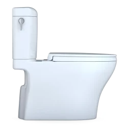 TOTO Aquia IV Cube Two-Piece Elongated Dual Flush 1.28 and 0.9 GPF Universal Height Toilet with CEFIONTECT, WASHLET+ Ready, Cotton White, Vitreous China, MS436124CEMFGN#01