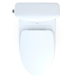 TOTO Aquia IV Cube Two-Piece Elongated Dual Flush 1.28 and 0.9 GPF Universal Height Toilet with CEFIONTECT, WASHLET+ Ready, Cotton White, Vitreous China, MS436124CEMFGN#01