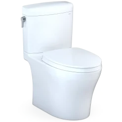 TOTO Aquia IV Cube Two-Piece Elongated Dual Flush 1.28 and 0.9 GPF Universal Height Toilet with CEFIONTECT, WASHLET+ Ready, Cotton White, Vitreous China, MS436124CEMFGN#01