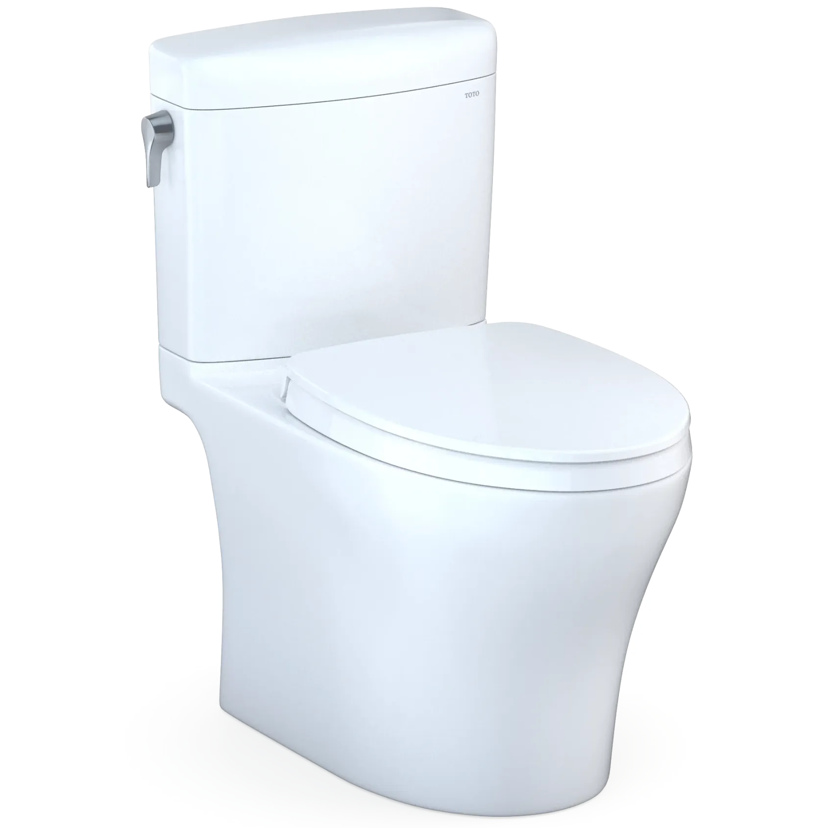 TOTO Aquia IV Cube Two-Piece Elongated Dual Flush 1.28 and 0.9 GPF Universal Height Toilet with CEFIONTECT, WASHLET+ Ready, Cotton White, Vitreous China, MS436124CEMFGN#01
