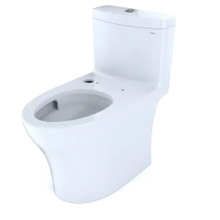 TOTO Aquia IV One-Piece Elongated Dual Flush 1.28 and 0.9 GPF WASHLET+ and Auto Flush Ready Toilet with CEFIONTECT, Cotton White, Vitreous China, CST646CEMFGNAT40#01