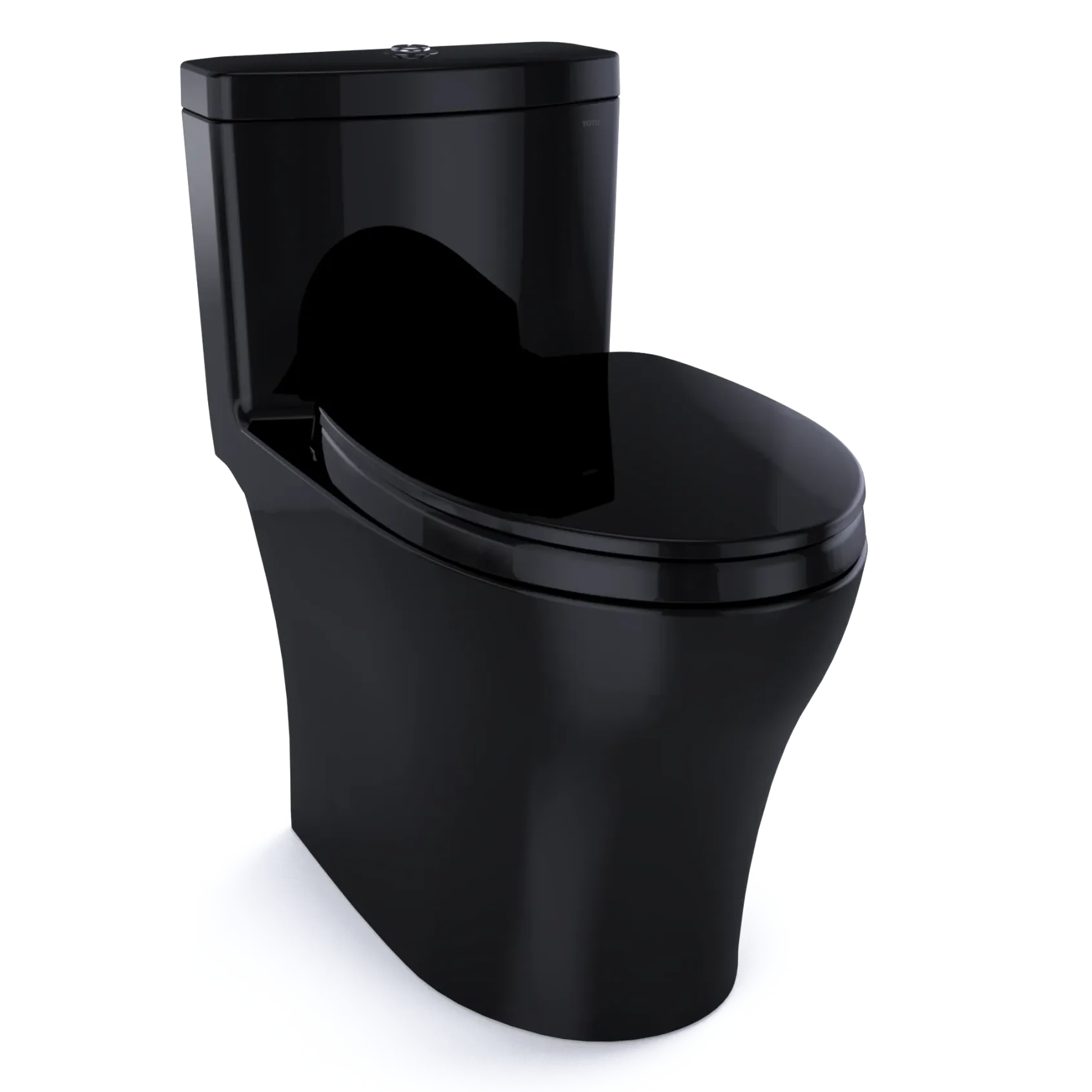 TOTO Aquia IV One-Piece Elongated Dual Flush 1.28 and 0.9 GPF Universal Height, WASHLET+ Ready Toilet, Ebony- Vitreous China, MS646124CEMFN#51