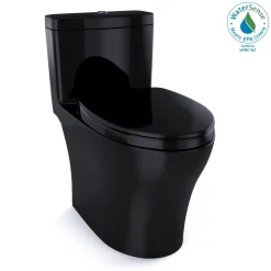 TOTO Aquia IV One-Piece Elongated Dual Flush 1.28 and 0.9 GPF Universal Height, WASHLET+ Ready Toilet, Ebony- Vitreous China, MS646124CEMFN#51