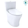 TOTO Aquia IV One-Piece Elongated Dual Flush 1.28 and 0.9 GPF Universal Height, WASHLET+ Ready Toilet with CEFIONTECT, Cotton White- Vitreous China, MS646234CEMFGN#01