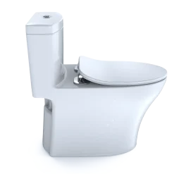 TOTO Aquia IV One-Piece Elongated Dual Flush 1.28 and 0.9 GPF Universal Height, WASHLET+ Ready Toilet with CEFIONTECT, Cotton White- Vitreous China, MS646234CEMFGN#01