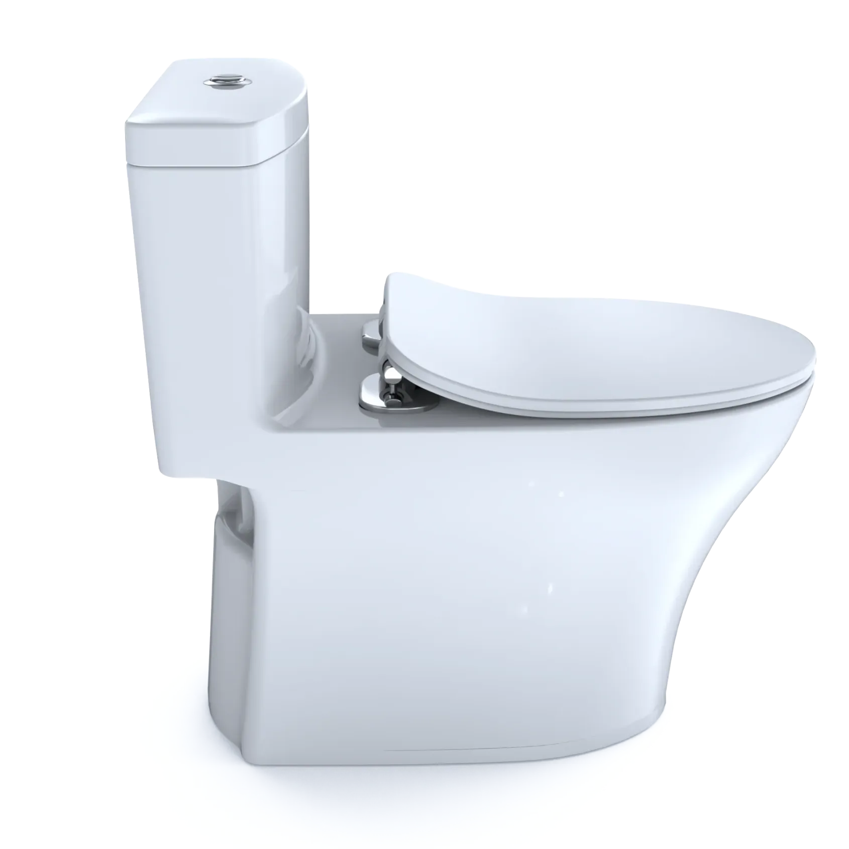 TOTO Aquia IV One-Piece Elongated Dual Flush 1.28 and 0.9 GPF Universal Height, WASHLET+ Ready Toilet with CEFIONTECT, Cotton White- Vitreous China, MS646234CEMFGN#01