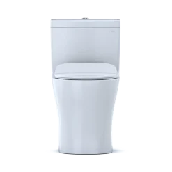 TOTO Aquia IV One-Piece Elongated Dual Flush 1.28 and 0.9 GPF Universal Height, WASHLET+ Ready Toilet with CEFIONTECT, Cotton White- Vitreous China, MS646234CEMFGN#01