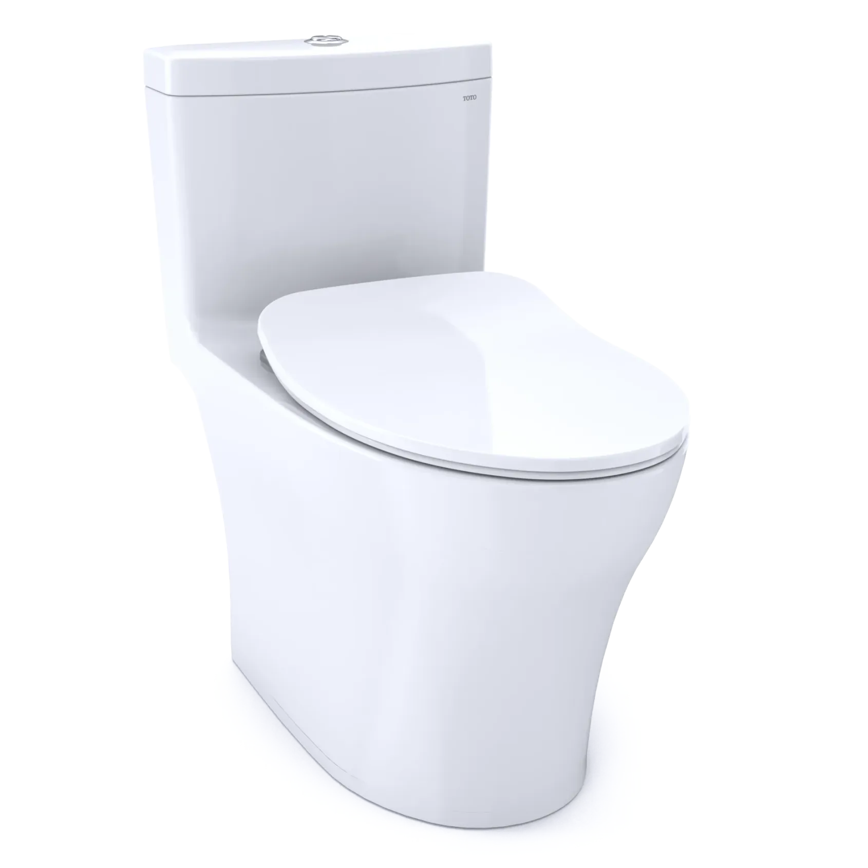 TOTO Aquia IV One-Piece Elongated Dual Flush 1.28 and 0.9 GPF Universal Height, WASHLET+ Ready Toilet with CEFIONTECT, Cotton White- Vitreous China, MS646234CEMFGN#01