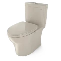 TOTO Aquia IV Two-Piece Elongated Dual Flush 1.28 and 0.9 GPF Universal Height Toilet with CEFIONTECT, WASHLET+ Ready, Bone, Vitreous China, MS446124CEMFGN#03