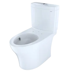 TOTO Aquia IV Two-Piece Elongated Dual Flush 1.28 and 0.9 GPF Skirted Toilet with CEFIONTECT, Cotton White, Vitreous China, CST446CEMGN#01