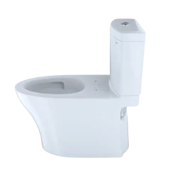 TOTO Aquia IV Two-Piece Elongated Dual Flush 1.28 and 0.9 GPF Skirted Toilet with CEFIONTECT, Cotton White, Vitreous China, CST446CEMGN#01