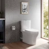 TOTO Aquia IV Two-Piece Elongated Dual Flush 1.28 and 0.9 GPF Skirted Toilet with CEFIONTECT, Cotton White, Vitreous China, CST446CEMGN#01