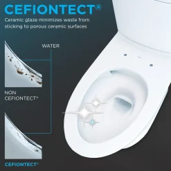 TOTO Aquia IV Two-Piece Elongated Dual Flush 1.28 and 0.9 GPF Skirted Toilet with CEFIONTECT, Cotton White, Vitreous China, CST446CEMGN#01