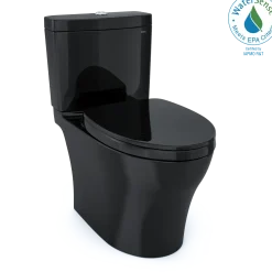TOTO Aquia IV Two-Piece Elongated Dual Flush 1.28 and 0.9 GPF Universal Height Toilet, WASHLET+ Ready, Ebony, Vitreous China, MS446124CEMFN#51