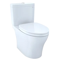 TOTO Aquia IV Two-Piece Elongated Dual Flush 1.28 and 0.9 GPF Universal Height Toilet with CEFIONTECT, WASHLET+ Ready, Cotton White, Vitreous China, MS446124CEMFGN#01