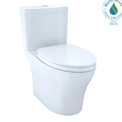 TOTO Aquia IV Two-Piece Elongated Dual Flush 1.28 and 0.9 GPF Universal Height Toilet with CEFIONTECT, WASHLET+ Ready, Cotton White, Vitreous China, MS446124CEMFGN#01
