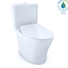 TOTO Aquia IV Two-Piece Elongated Dual Flush 1.28 and 0.9 GPF Toilet with CEFIONTECT and SoftClose Seat, WASHLET+ Ready, Cotton White, Vitreous China, MS446234CEMFGN#01
