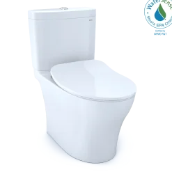 TOTO Aquia IV Two-Piece Elongated Dual Flush 1.28 and 0.9 GPF Toilet with CEFIONTECT and SoftClose Seat, WASHLET+ Ready, Cotton White, Vitreous China, MS446234CEMFGN#01