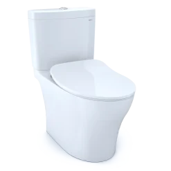 TOTO Aquia IV Two-Piece Elongated Dual Flush 1.28 and 0.9 GPF Toilet with CEFIONTECT and SoftClose Seat, WASHLET+ Ready, Cotton White, Vitreous China, MS446234CEMFGN#01