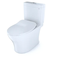 TOTO Aquia IV Two-Piece Elongated Dual Flush 1.28 and 0.9 GPF Toilet with CEFIONTECT and SoftClose Seat, WASHLET+ Ready, Cotton White, Vitreous China, MS446234CEMFGN#01