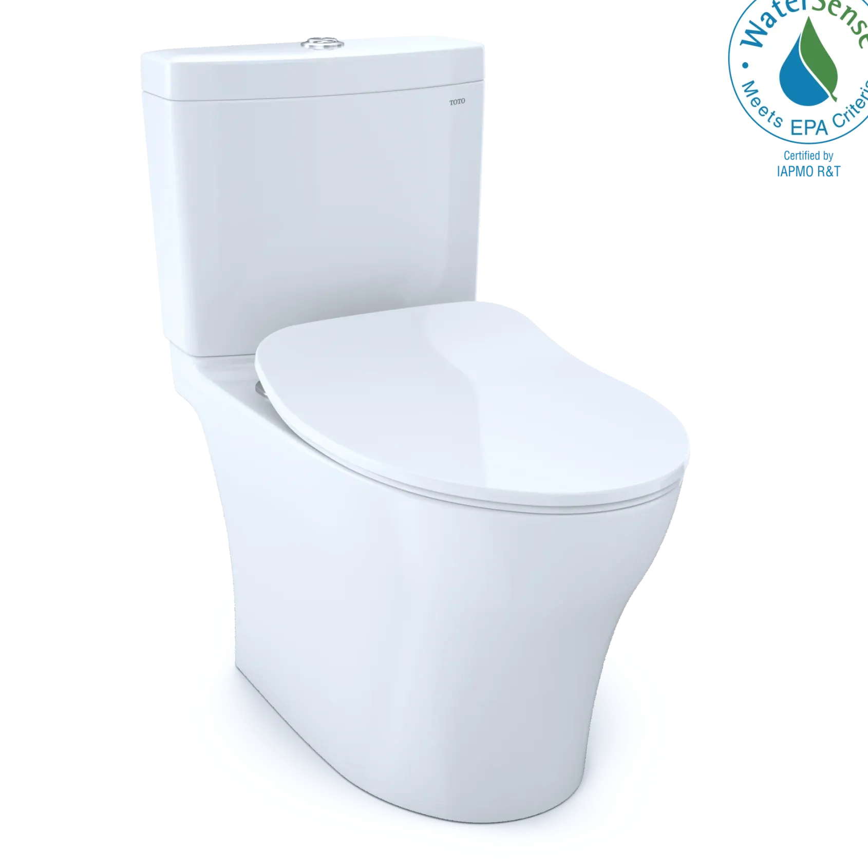 TOTO Aquia IV Two-Piece Elongated Dual Flush 1.28 and 0.9 GPF Toilet with CEFIONTECT and SoftClose Seat, WASHLET+ Ready, Cotton White, Vitreous China, MS446234CEMGN#01