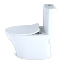 TOTO Aquia IV Two-Piece Elongated Dual Flush 1.28 and 0.9 GPF Toilet with CEFIONTECT and SoftClose Seat, WASHLET+ Ready, Cotton White, Vitreous China, MS446234CEMGN#01