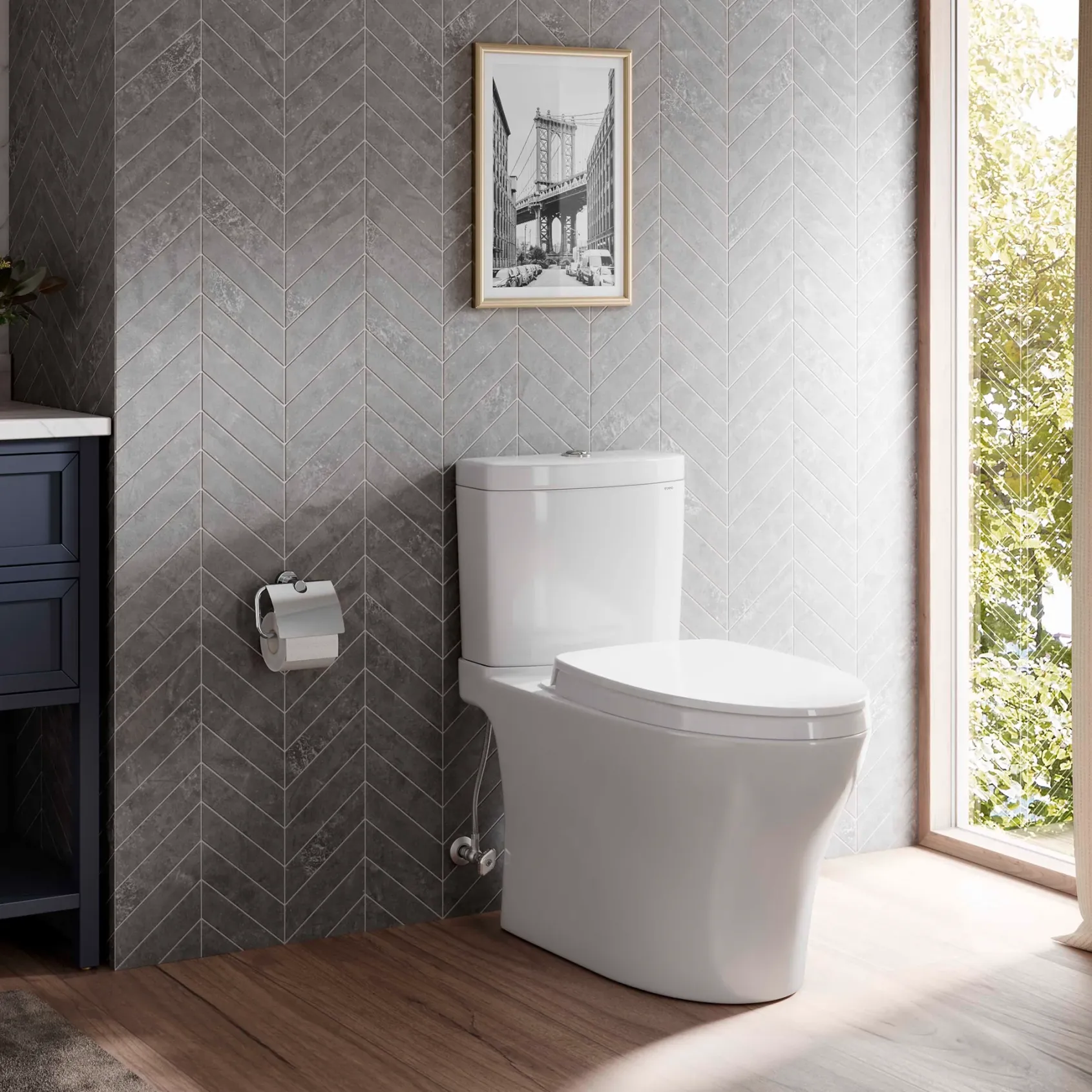 TOTO Aquia IV Two-Piece Elongated Dual Flush 1.28 and 0.9 GPF Toilet with CEFIONTECT, Cotton White, Vitreous China, CST446CEMFGN#01