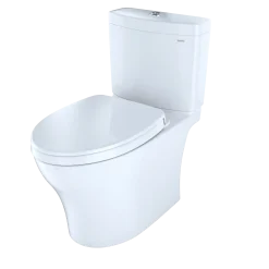 TOTO Aquia IV WASHLET+ Two-Piece Elongated Dual Flush 1.28 and 0.9 GPF Toilet with CEFIONTECT, Cotton White, Vitreous China, MS446124CEMGN#01