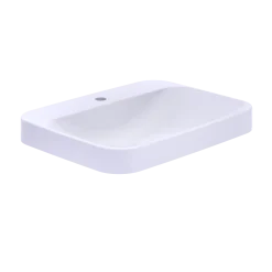 TOTO Arvina Rectangular 23" Vessel Bathroom Sink with CEFIONTECT for Single Hole Faucets, Cotton White, Vitreous China, LT416G#01