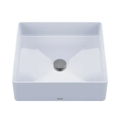 TOTO Arvina Square Vessel Fireclay Bathroom Sink, Cotton White, Fired Clay, LT574#01