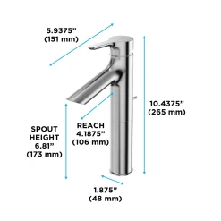 TOTO Brass, TLS01304U#CP LB Series 1.2 GPM Single Handle Bathroom Faucet for Semi-Vessel Sink with Drain Assembly, Polished Chrome
